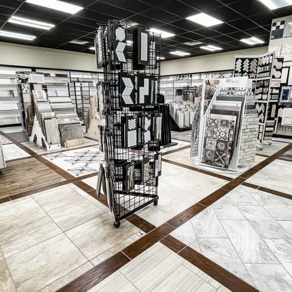 Variety of flooring products in showroom | Haley's Flooring & Interiors