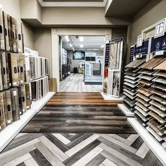 Variety of flooring products in showroom | Haley's Flooring & Interiors